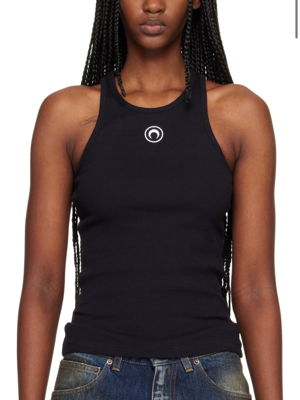Marine Serre Black Ribbed Jersey tank top